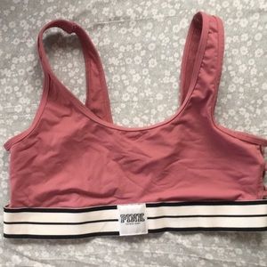Pink Victoria’s Secret sports bra